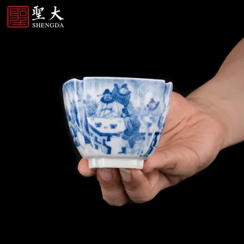 |банкетна поддържане на фигурата квадратна чаша гореща фурна цзиндэчжэнь чиста ръчно ръчно рисувани висококачествен порцелан проба чаена чаша 2